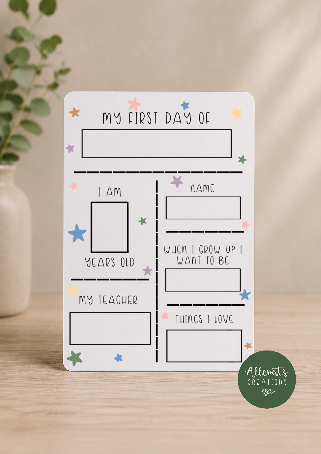 Personalised First Day Milestone A4 Board