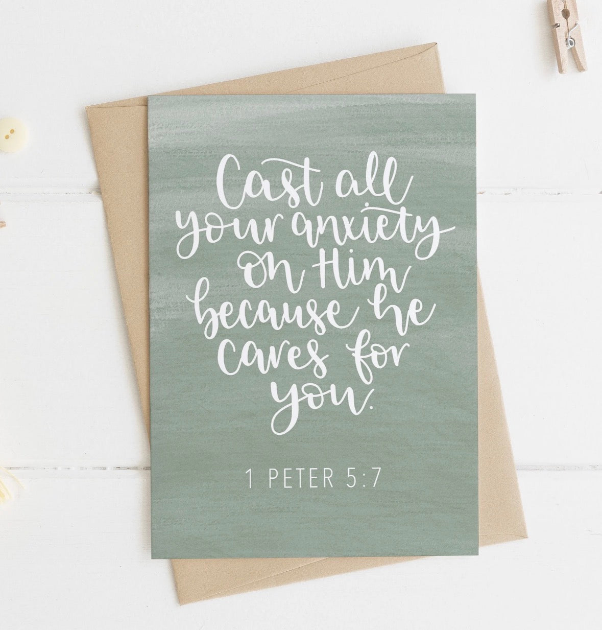 1 Peter 5:7 A6 Greeting Card