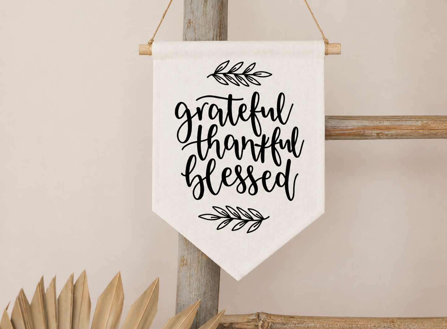 Grateful Thankful Blessed Canvas Banner