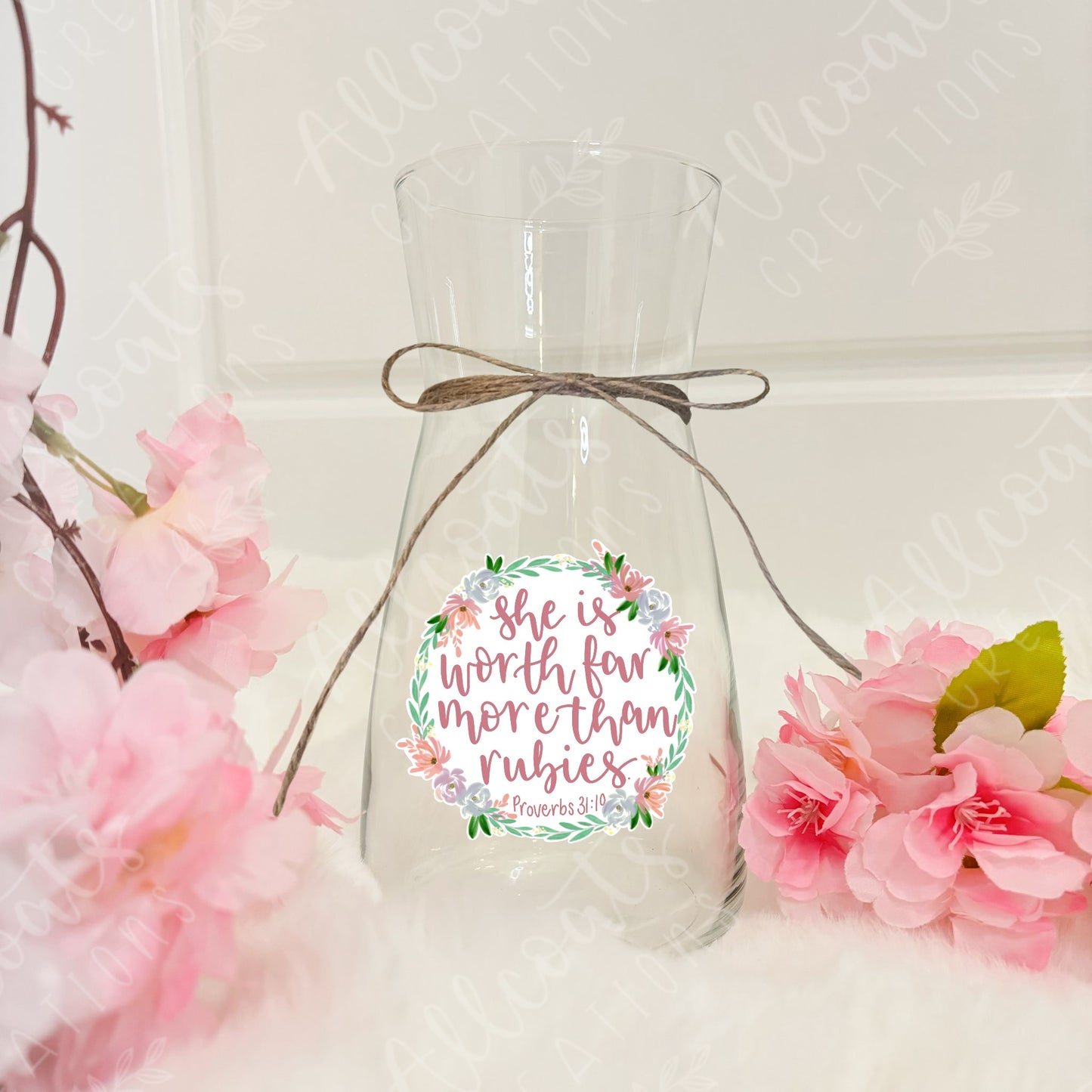 She is worth Glass Vase Plant Pot