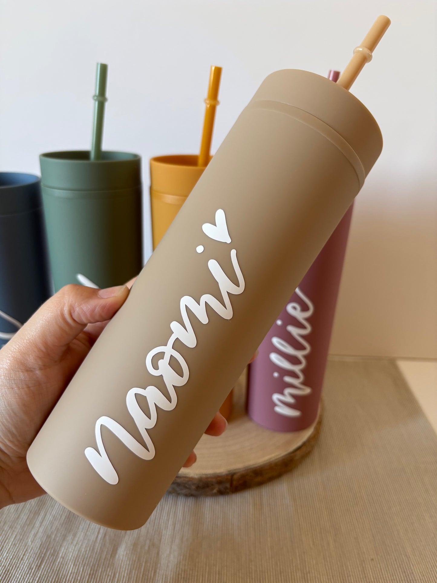 16oz Personalised Handlettered Skinny Tumblers