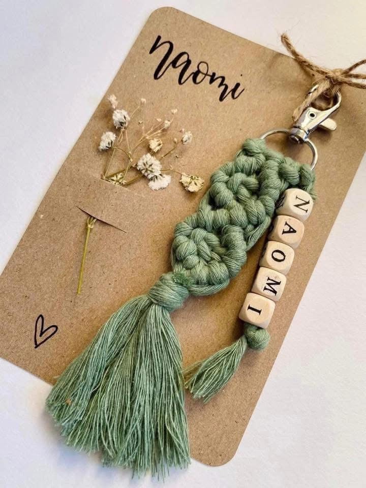 Macrame personalised keychain Birthday Bridal Party Friendship Mothers Day Teachers gift