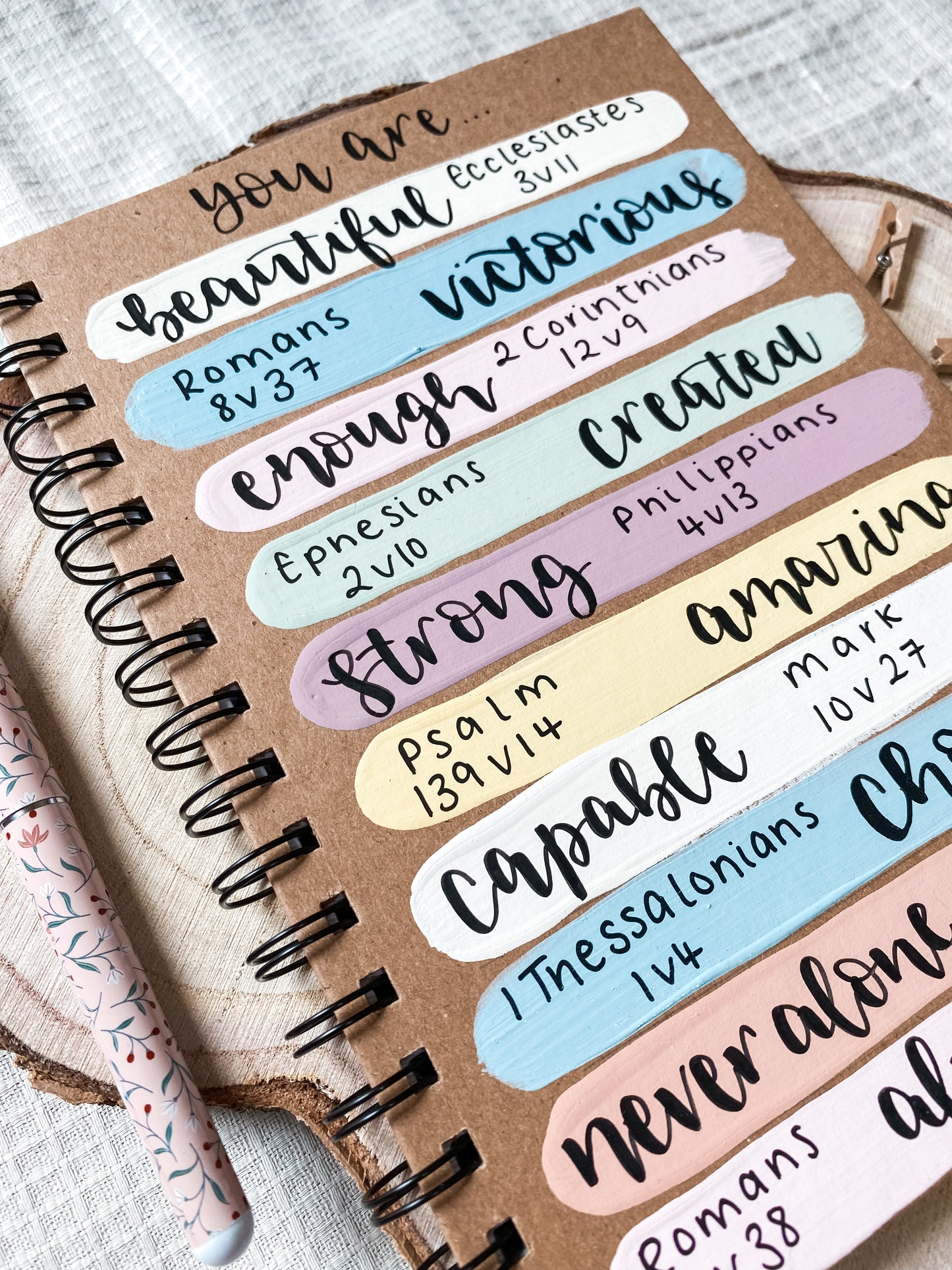 You are... Personalised Scripture Verse Handpainted notebook