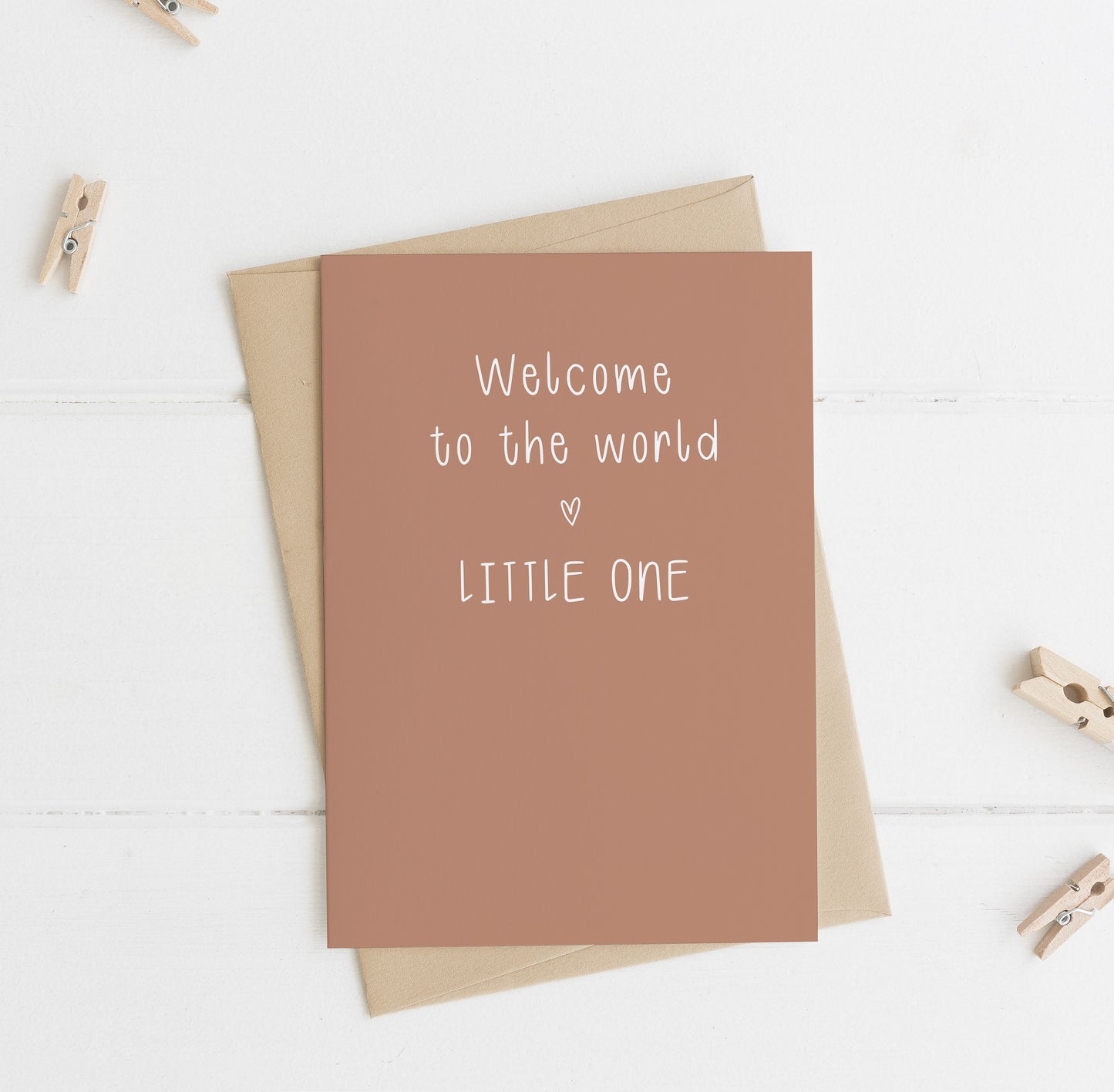 Welcome to the World Little One A6 Greeting Card with Kraft brown envelope