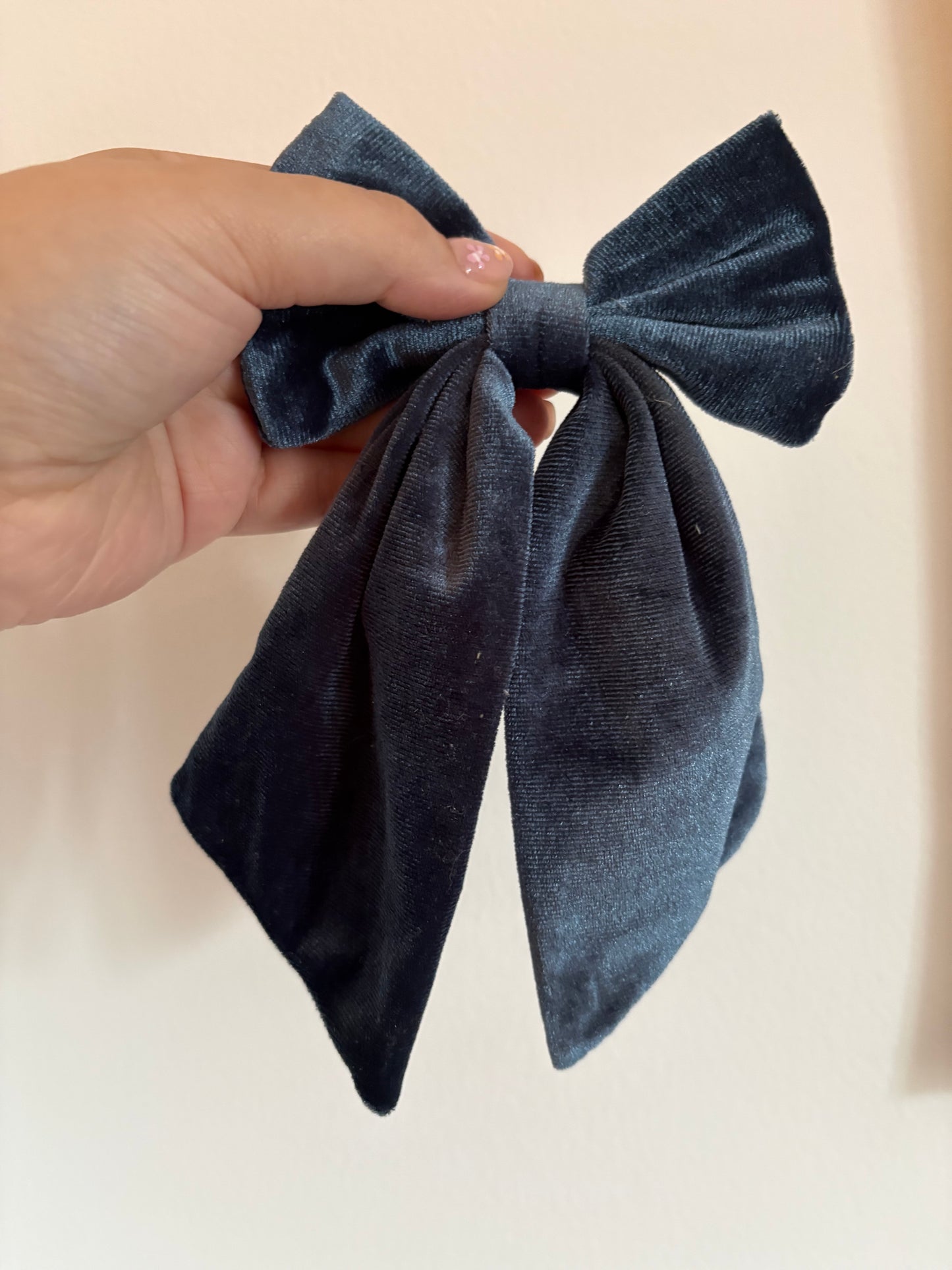 Velvet Blue Hair Bow
