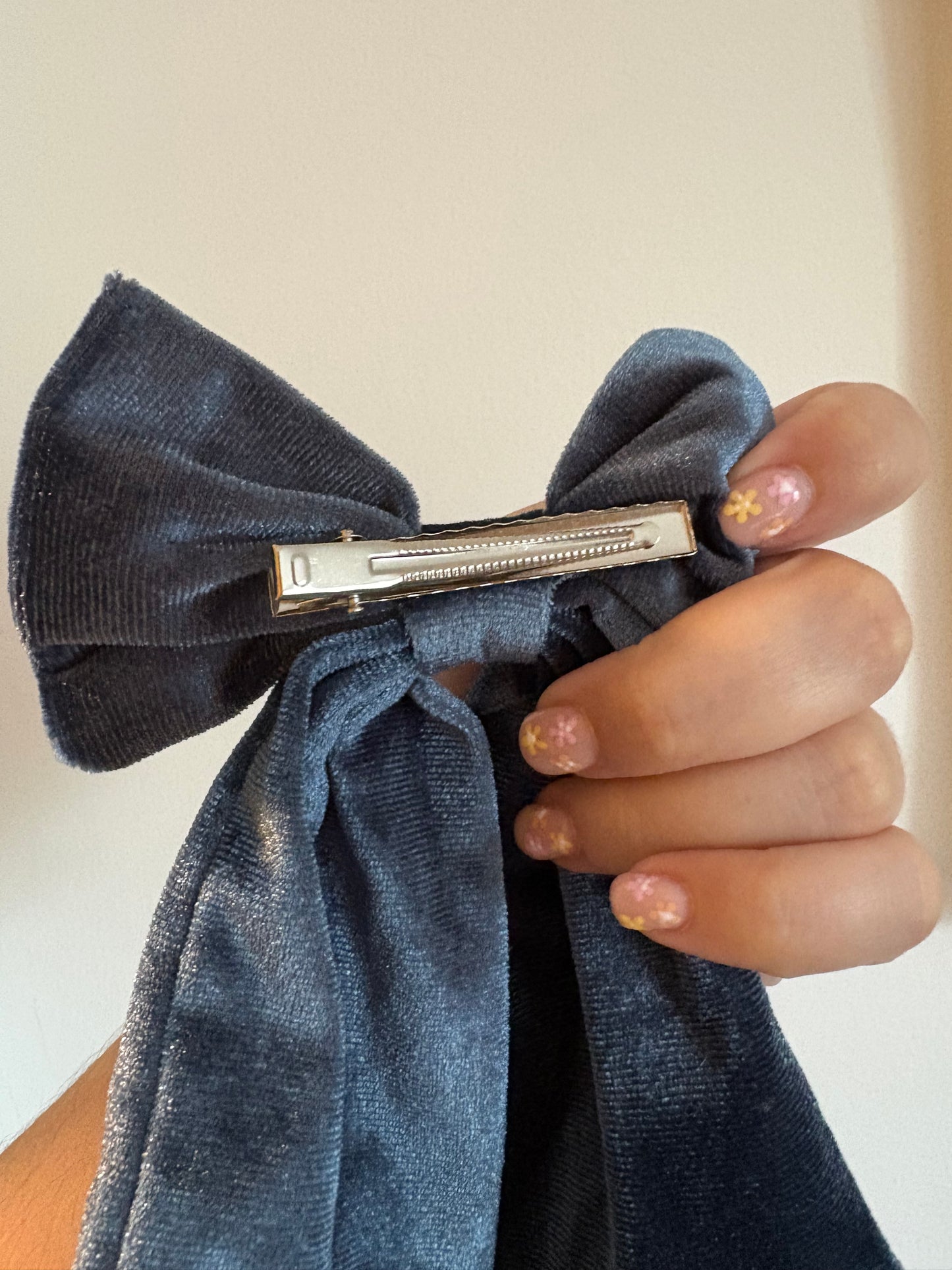 Velvet Blue Hair Bow