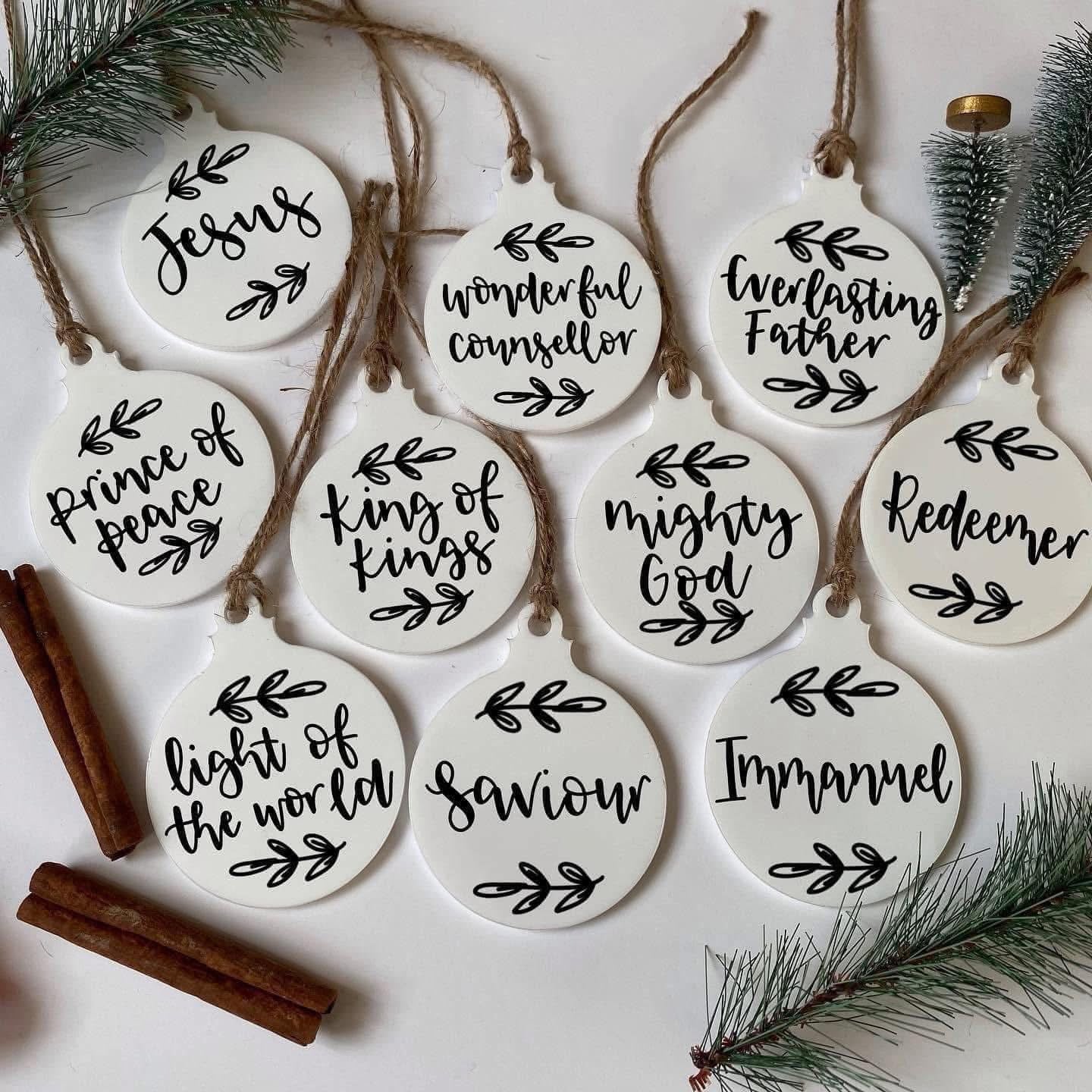 White Names of God Bauble Set