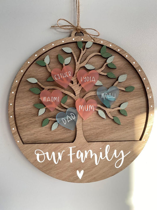 Oak Wooden Family Tree Plaque