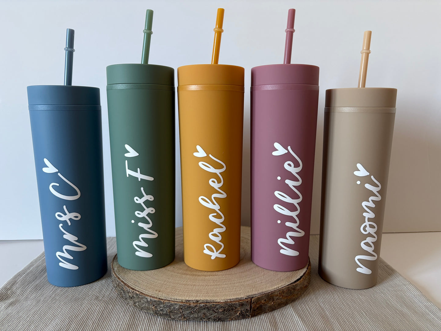 16oz Personalised Handlettered Skinny Tumblers