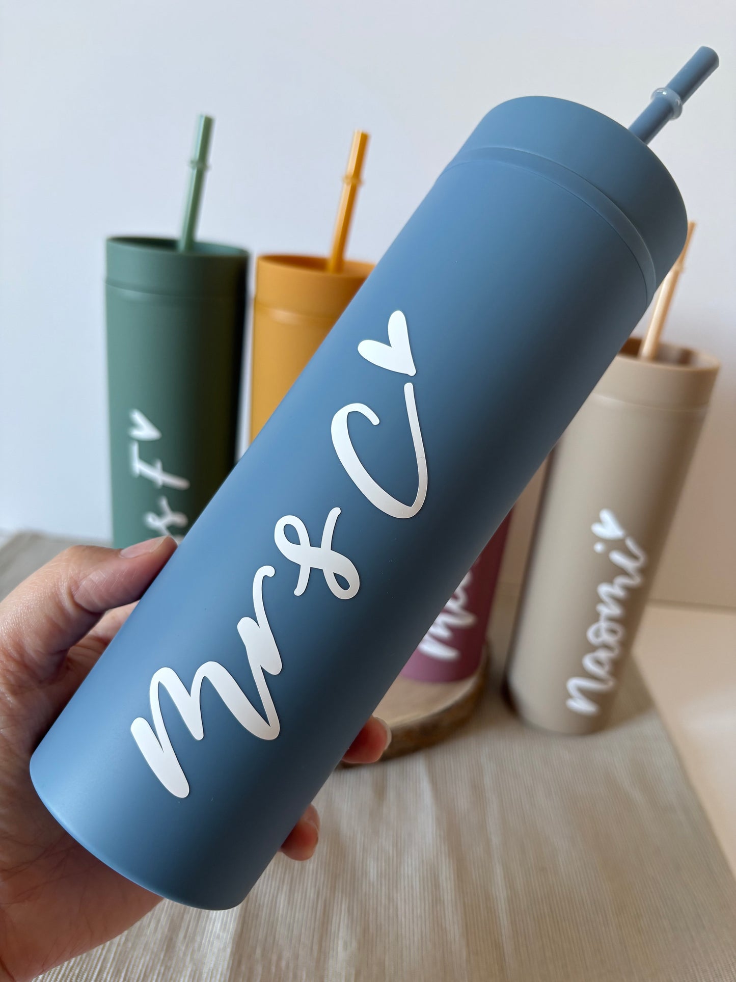 16oz Personalised Handlettered Skinny Tumblers