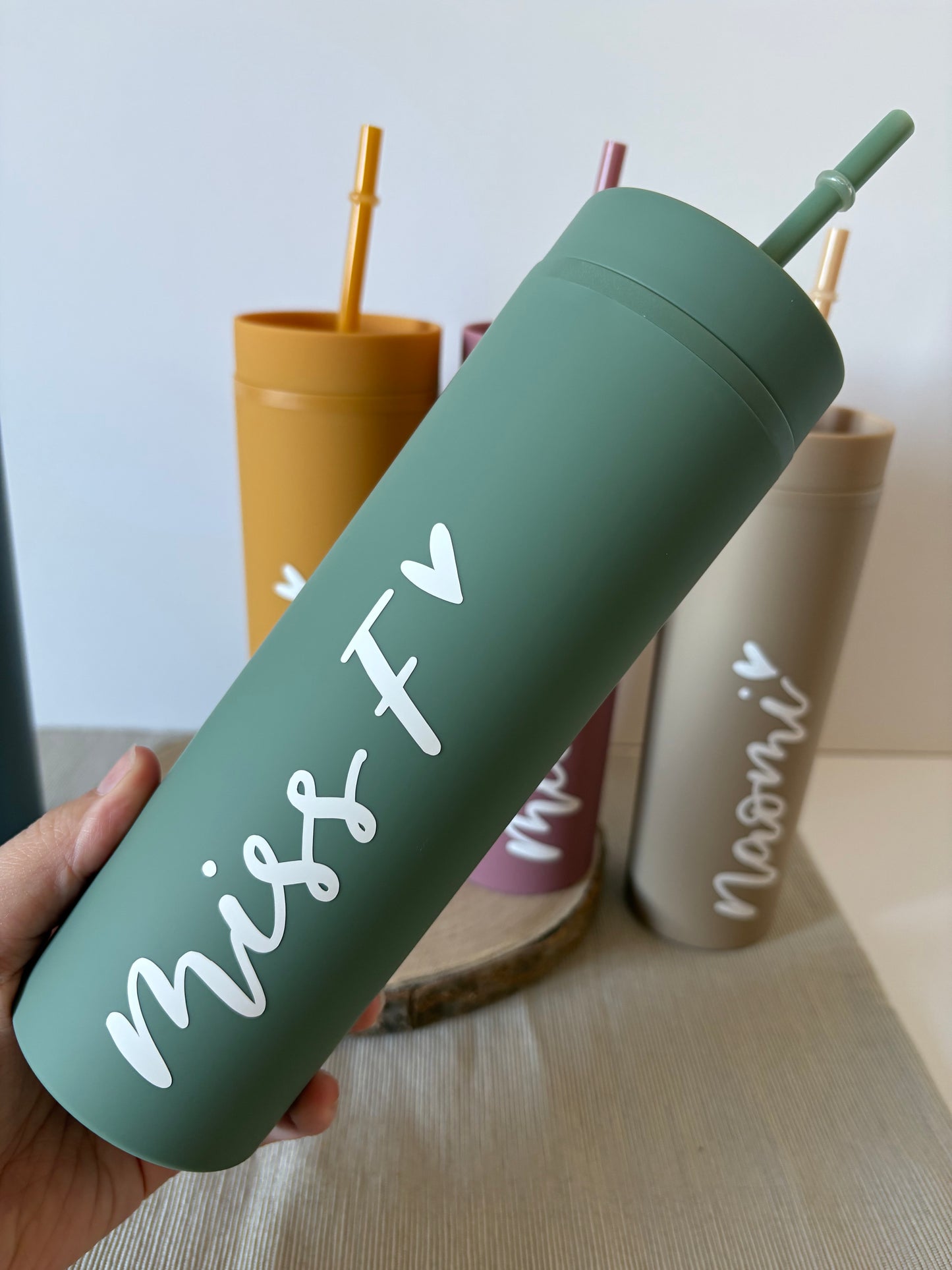 16oz Personalised Handlettered Skinny Tumblers