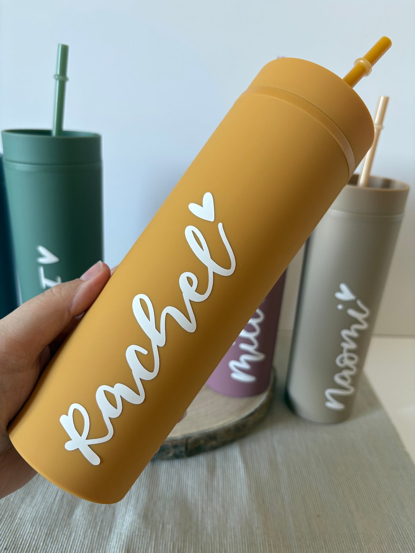 16oz Personalised Handlettered Skinny Tumblers