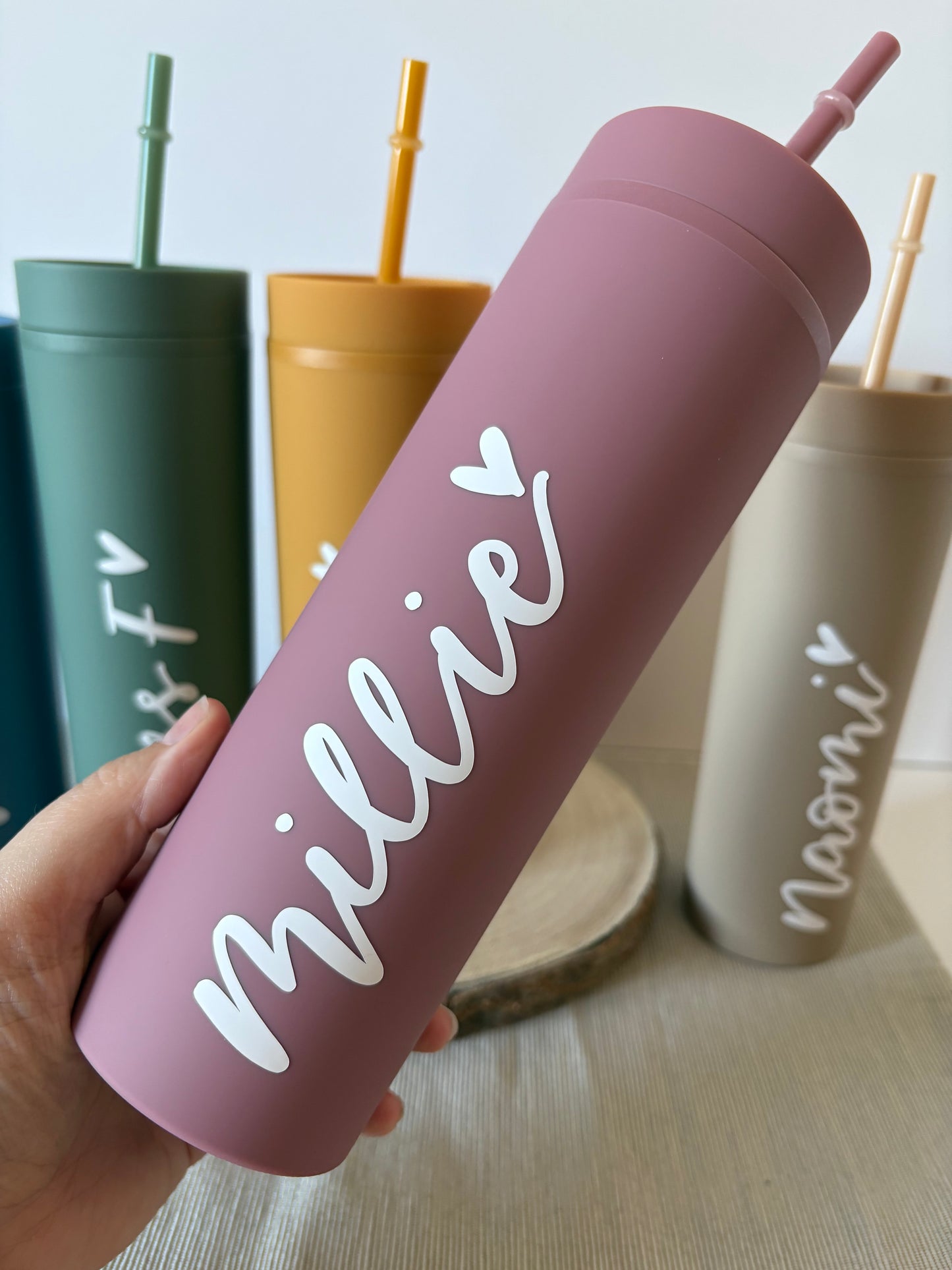 16oz Personalised Handlettered Skinny Tumblers