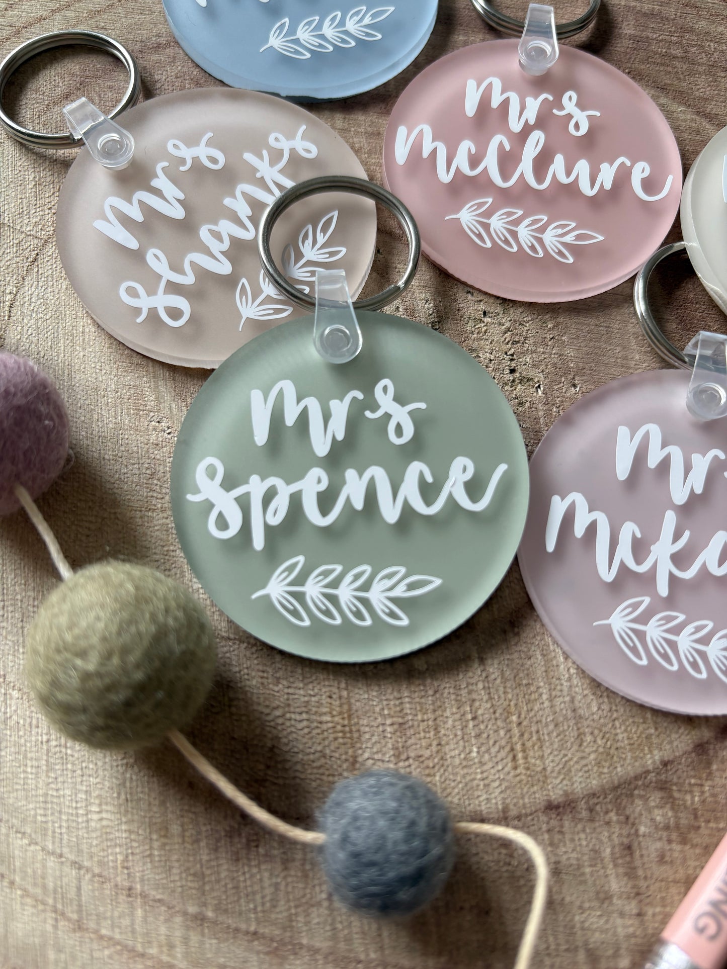 Personalised frosted Acrylic Circle keyring