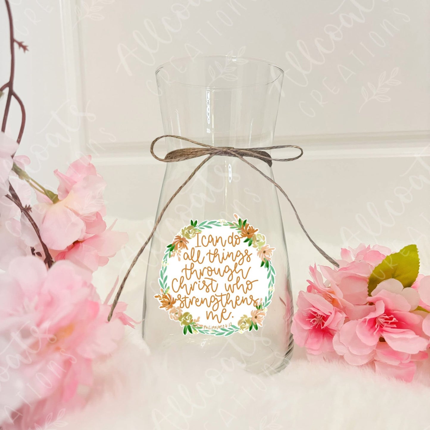 I can do all things Glass Vase Plant Pot