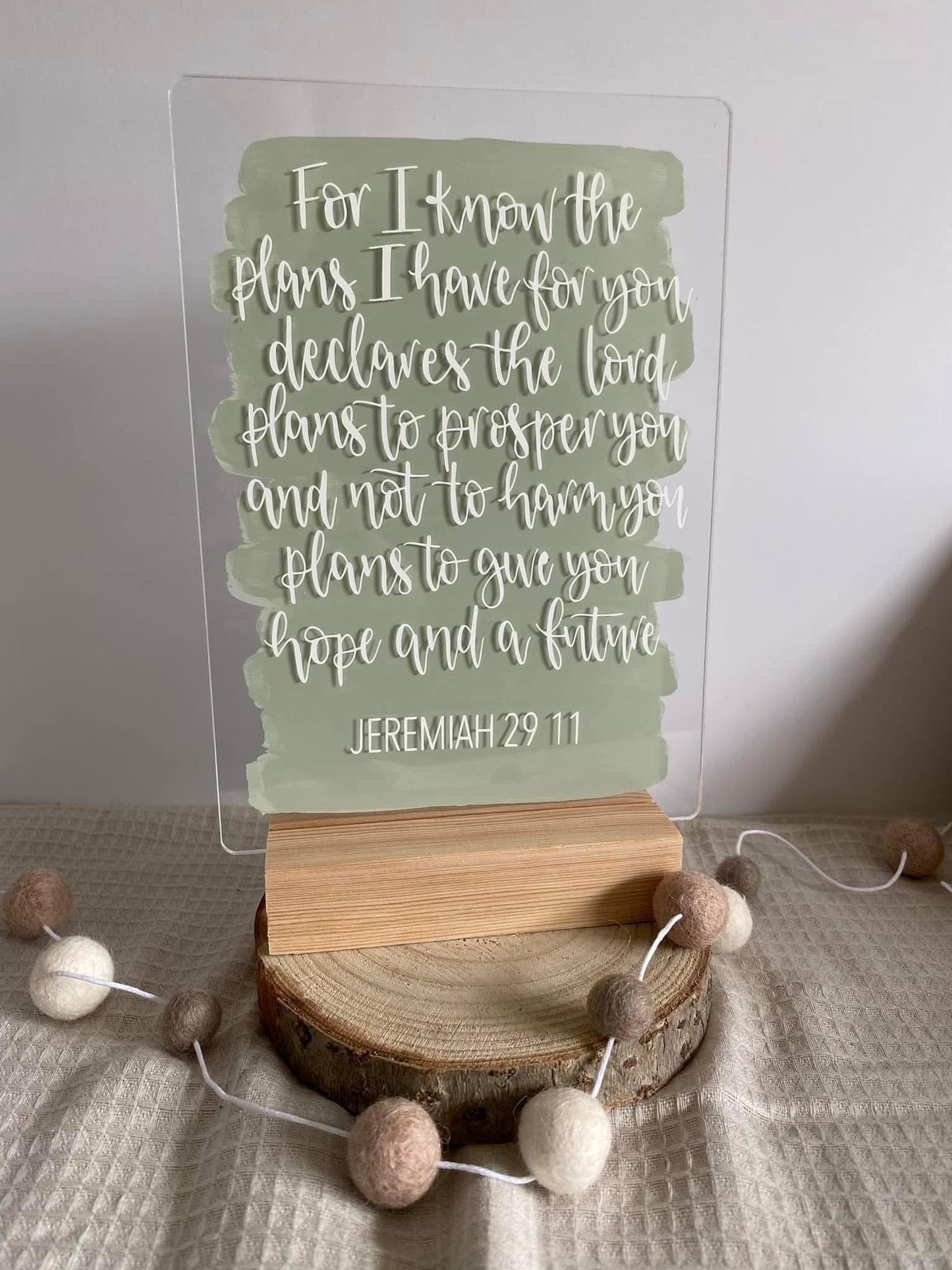 A5 Handlettered Bible Verse Clear Acrylic Plaque