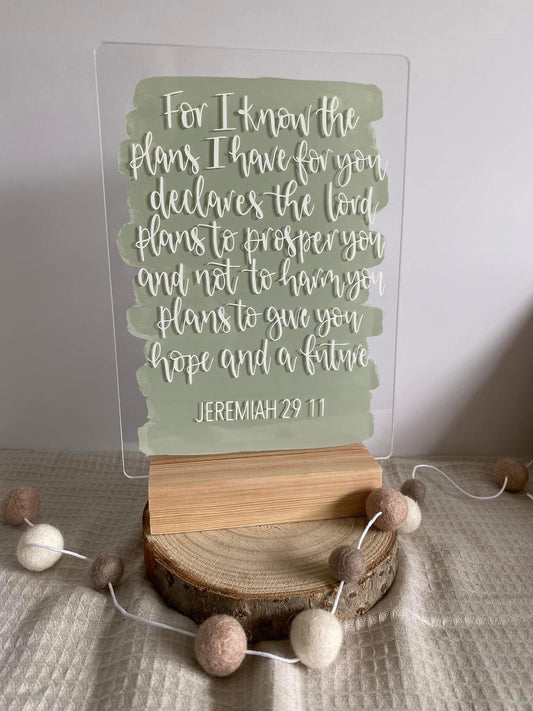 A5 Handlettered Bible Verse Clear Acrylic Plaque