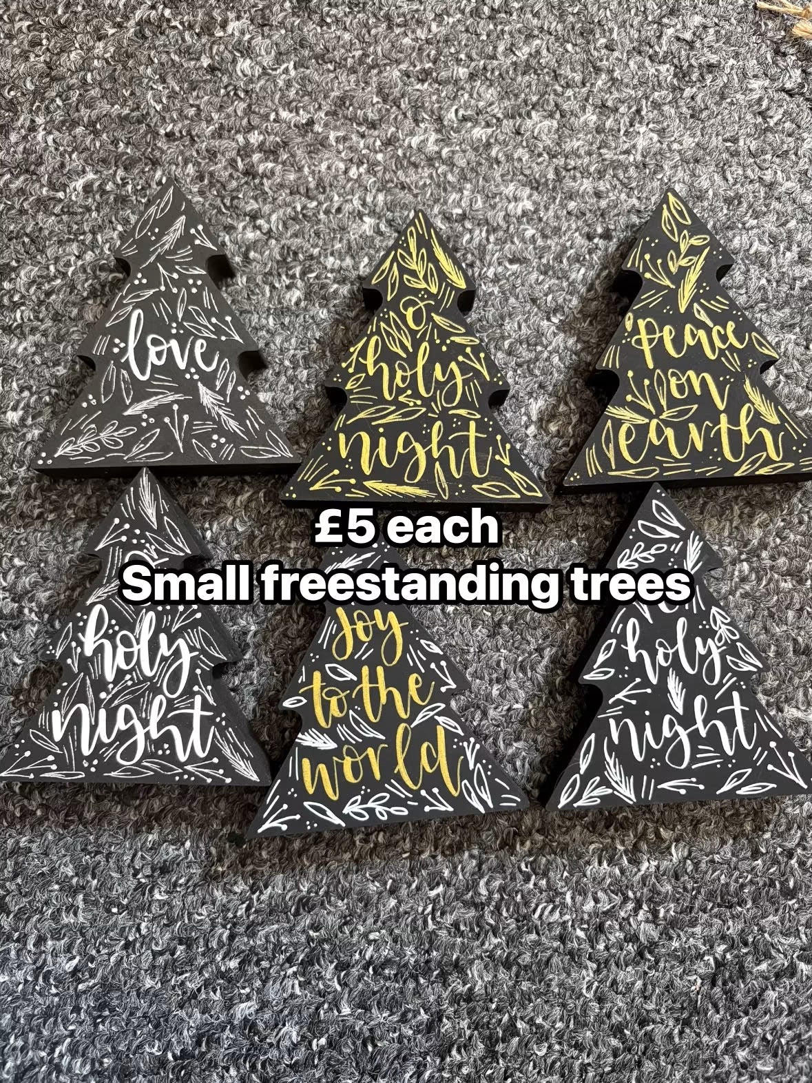 Hand-Lettered Freestanding Christmas Trees