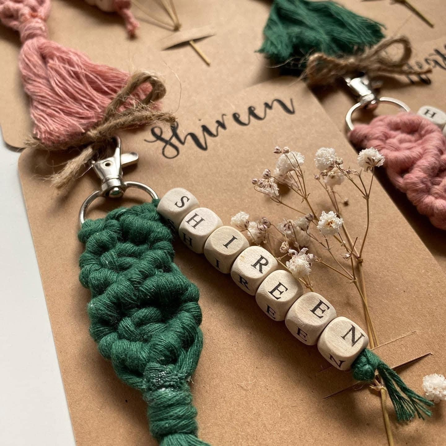 Macrame personalised keychain Birthday Bridal Party Friendship Mothers Day Teachers gift