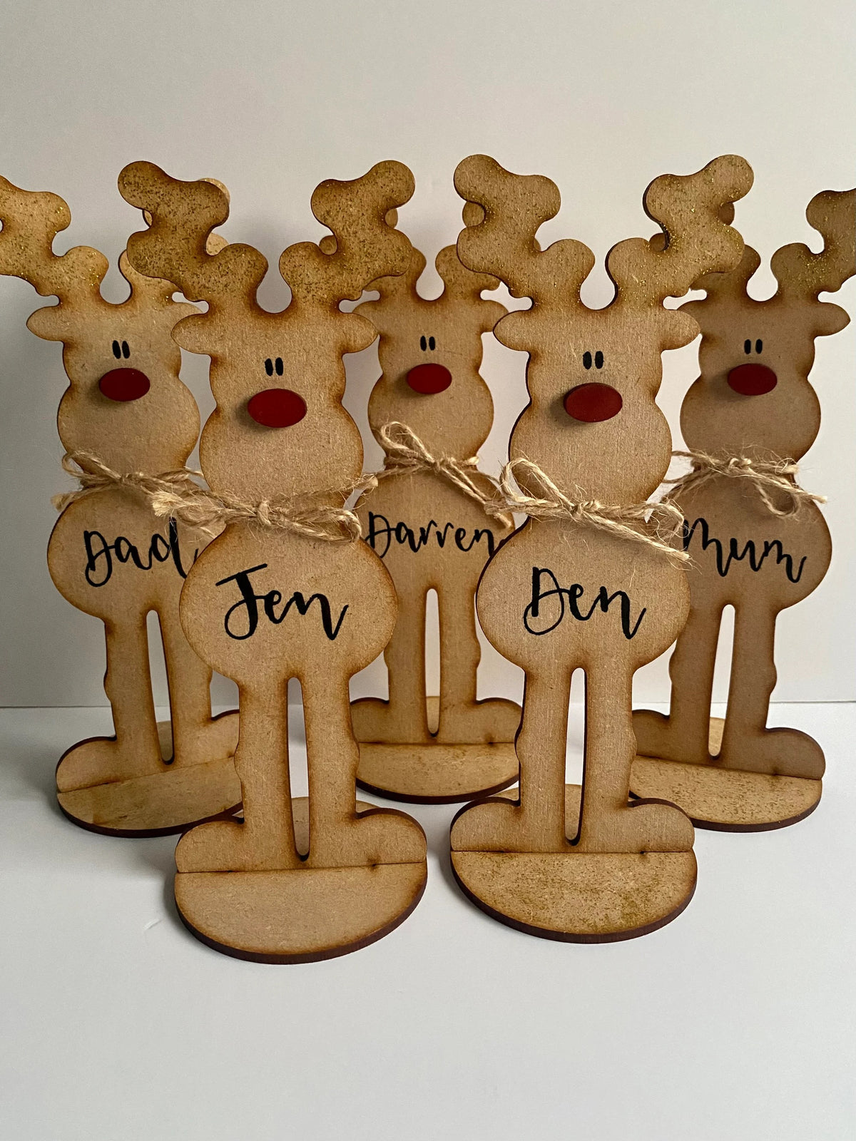 Personalised Freestanding Reindeer – Family Christmas Decoration