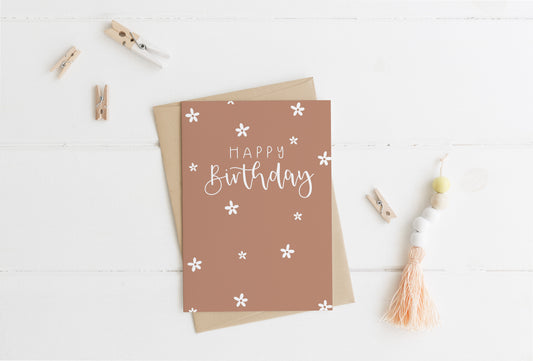 Happy Birthday Daisy A6 Greeting Card with Kraft brown envelope